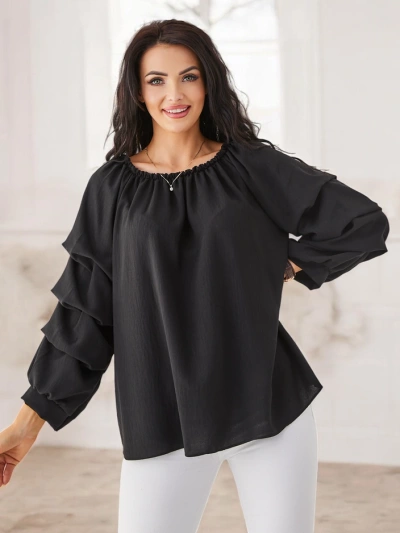 Royalfashion Women's blouse a'la Spanish style with frills