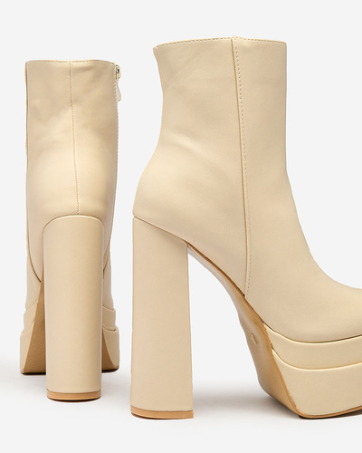 Royalfashion Women's Beige Bersella High Stiletto Booties