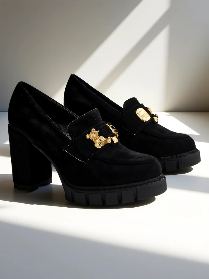 Katherine Elegante Черные Замшевые Туфли-Лодочки