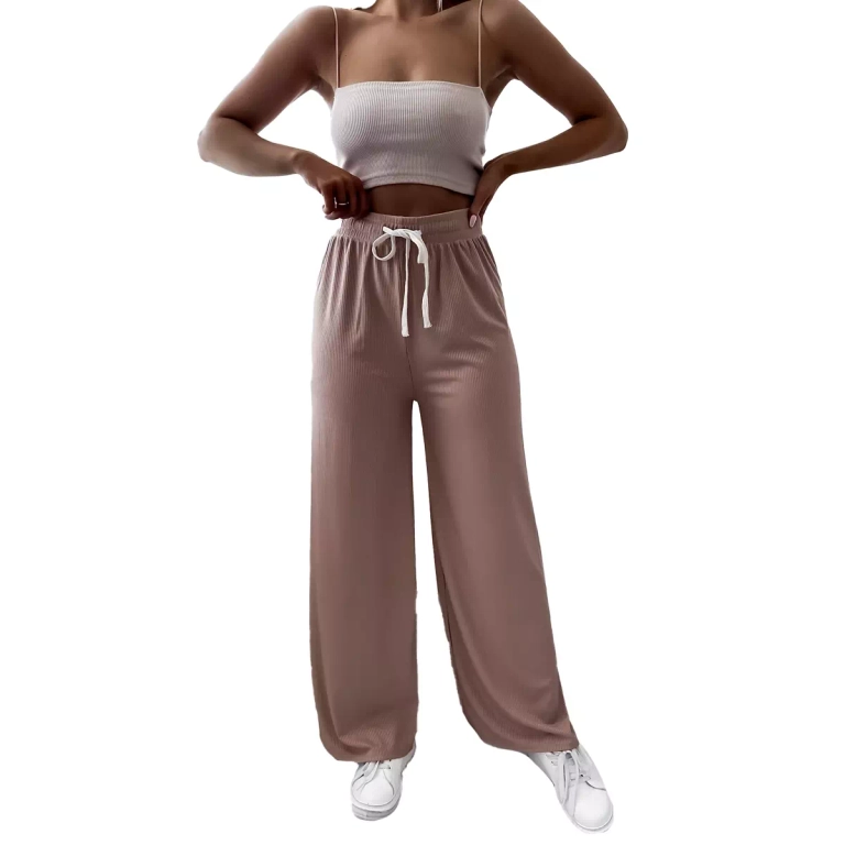 Brūnas sieviešu plašas plisētas palaco bikses - Apģērbs