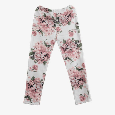 White cotton sweatpants with flowers - Pants 1