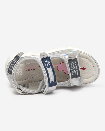 Silver children's sandals with colorful inserts Meniko - Footwear