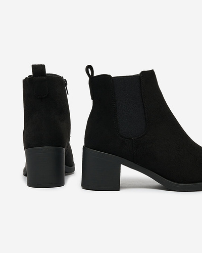 Royalfashion Black eco-suede women's boots on a post Nanhelyna