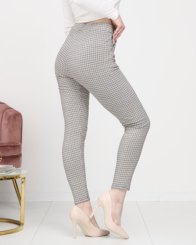 Yellow-black women's checkered teggings- Clothing