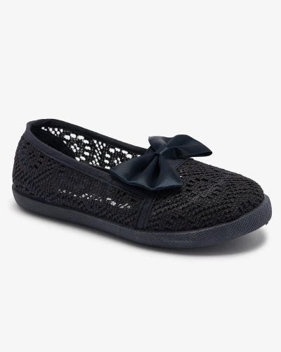 Girls' navy blue slip on sneakers with bow Sweet Time - Footwear