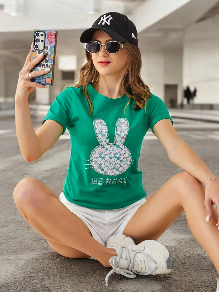 Royalfashion Sieviešu kokvilnas T-krekls Trušu teikums Esi īsts