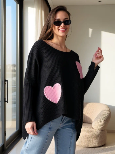 Royalfashion Acrylic Women's Sweater with Hearts Oversize