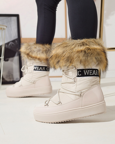 Bēšas krāsas sieviešu sniega zābaki ar kažokādu Lilitsa- Footwear
