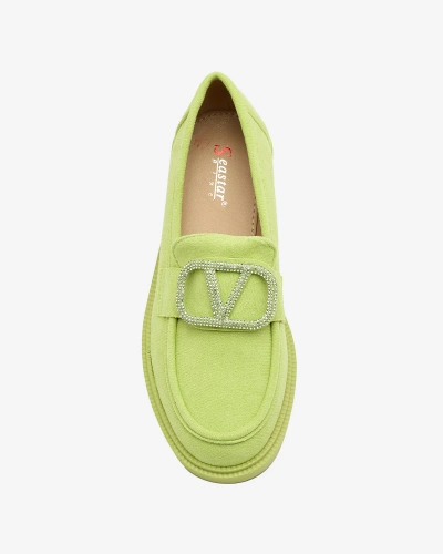 Royalfashion Women's lime green moccasins with ornament Fogras