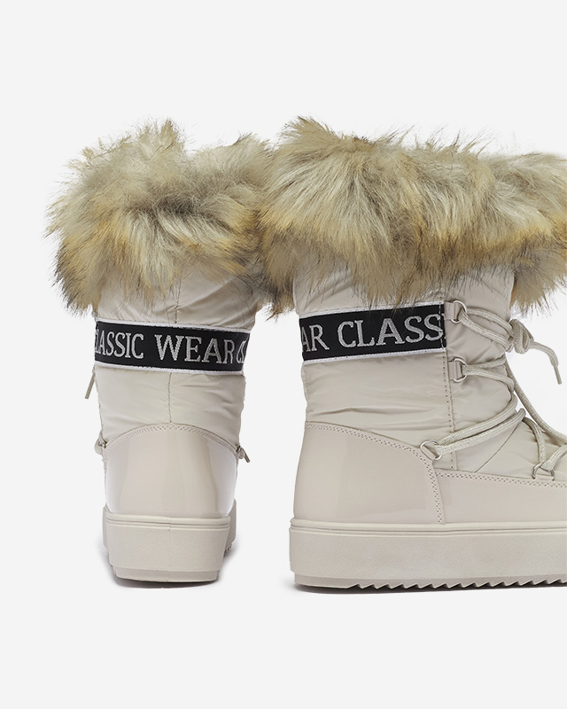 Bēšas krāsas sieviešu sniega zābaki ar kažokādu Lilitsa- Footwear