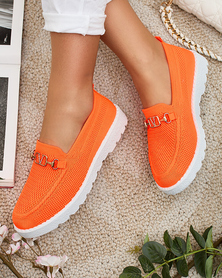 Royalfashion Женские тканевые мокасины с золотым украшением Erticae