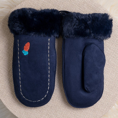 Темно-синие детские варежки