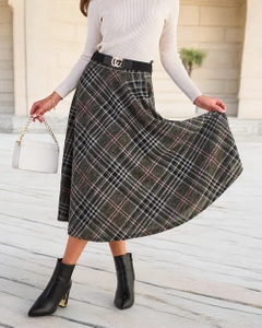 Royalfashion Women's checkered midi skirt