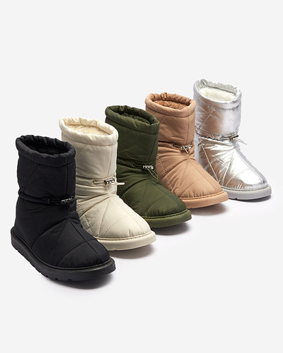 Серебристые женские утепленные сапоги a'la snow boots Kaliolen - Обувь