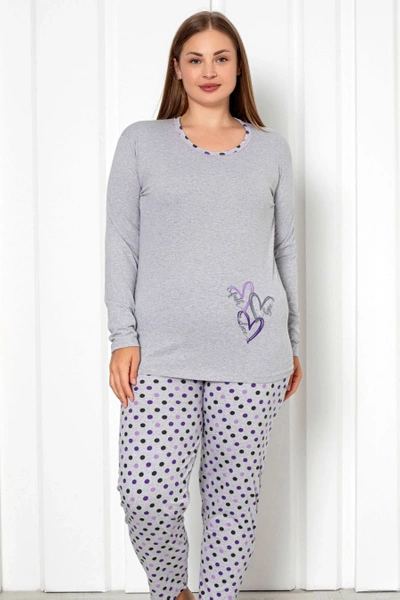 Royalfashion Women's 2-piece cotton pajama set with polka dots PLUS SIZE