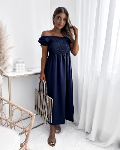 Navy blue long women's dress a'la hiszpanka- Clothing