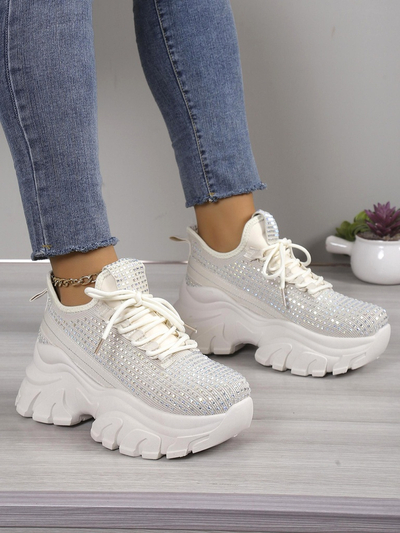 Royalfashion Women's sporty sneakers with rhinestones Blysco