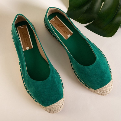 Women's green eco-suede espadrilles Silina- Shoes