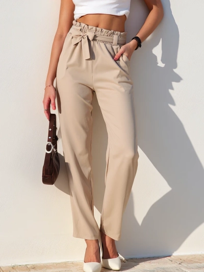 Royalfashion Vienkārši sieviešu auduma bikses ar jostu