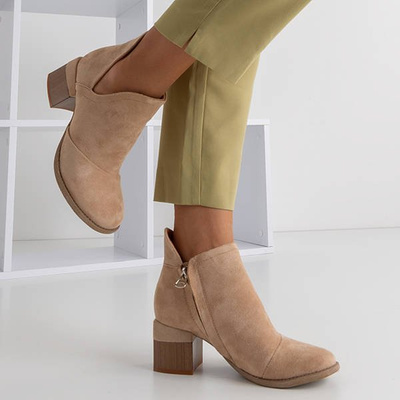 Light brown women's boots on the post Jeneuer - Footwear