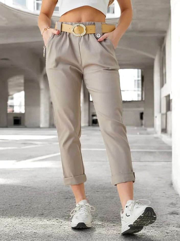 Royalfashion Женские брюки из вискозы с поясом