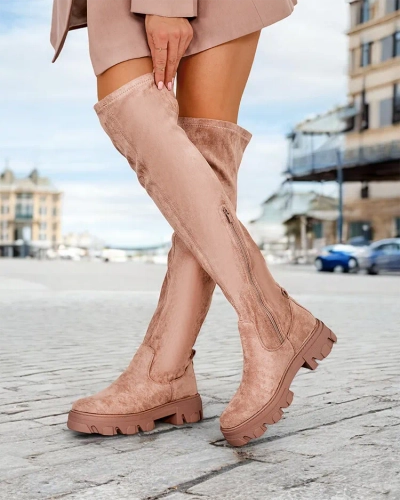 Женские плоские сапоги до колена Royalfashion Vianas