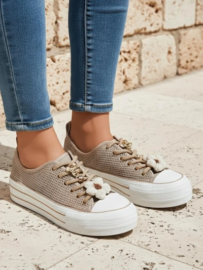 Royalfashion Women's lace-up sneakers with decorations Osdo