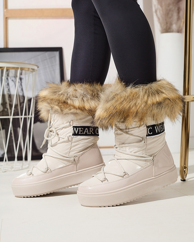 Bēšas krāsas sieviešu sniega zābaki ar kažokādu Lilitsa- Footwear