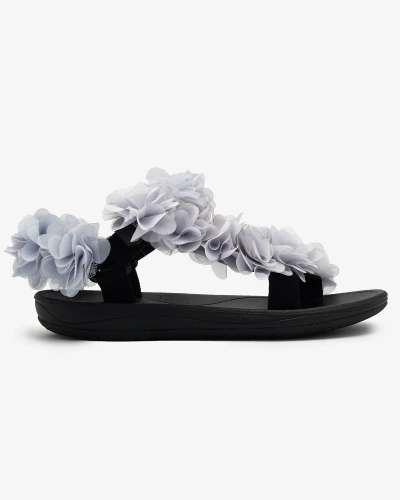 Royalfashion Grey women's sandals with flowers Alferroy