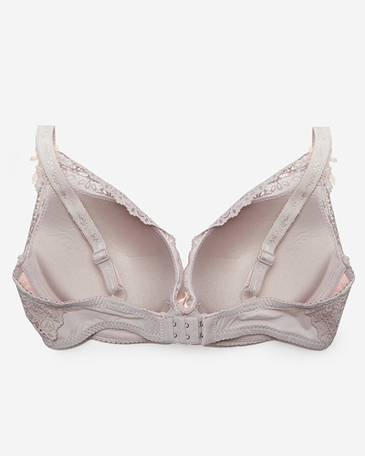 Розово-серый женский кружевной бюстгальтер