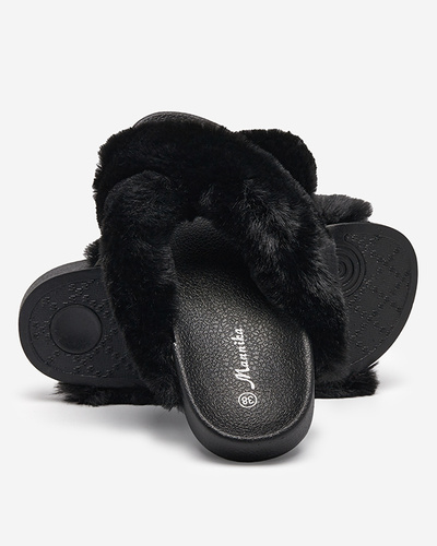 Slippers with fur in black Mashte - Footwear