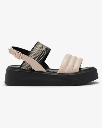 Beige and black women's sandals on a thicker sole Uvino- Footwear