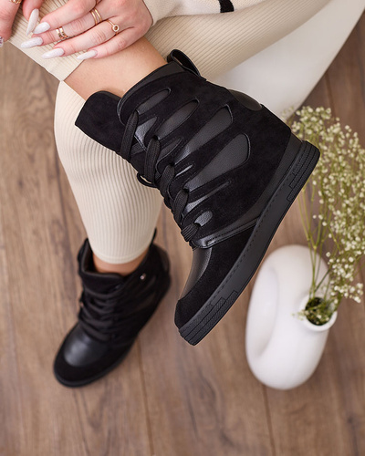 Royalfashion Black women's sporty boots on a Pamstinsa heel