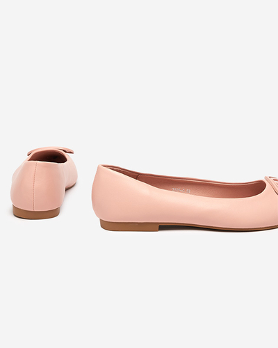 Women's pink pointed ballerinas with an ornament on the toe Manico - Footwear