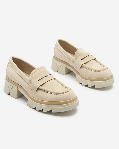 Eco suede beige moccasins for women Zirraf-Footwear