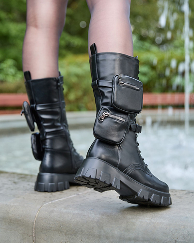 Royalfashion Melni sieviešu bagger zābaki ar Atiuha somiņu