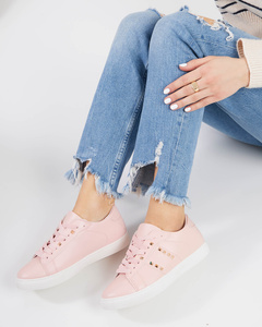 Pink women's sneakers with Cyris studs - Footwear