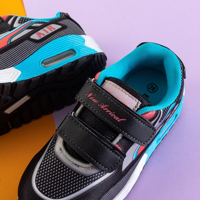 Black children's sports shoes with blue inserts Ingrydi - Footwear