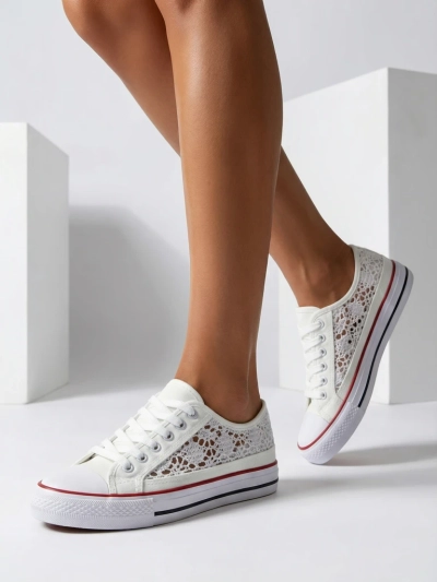 Aurelia Bianco - Royalfashion white fabric perforated sneakers, size 40