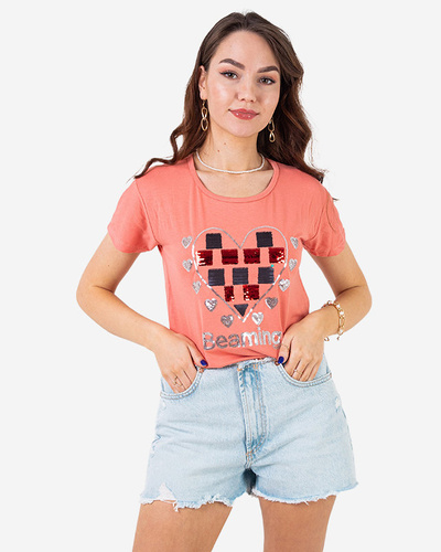 Coral Women's Printed T-shirt - Clothing