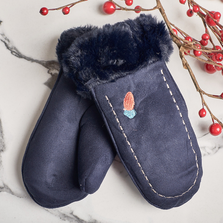 Темно-синие детские варежки