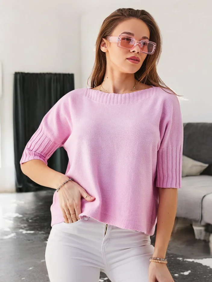 Royalfashion Женский вискозный свитер с короткими рукавами