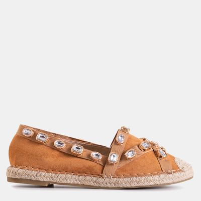 Women's espadrilles with camel Wamba crystals - Footwear