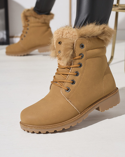 Classic women's boots a'la trappers in camel Lausa- Footwear