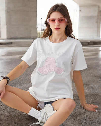 Royalfashion Sieviešu kokvilnas blūze ar drukātu