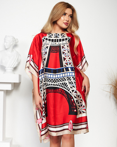 Red women's pareo with print - Clothing