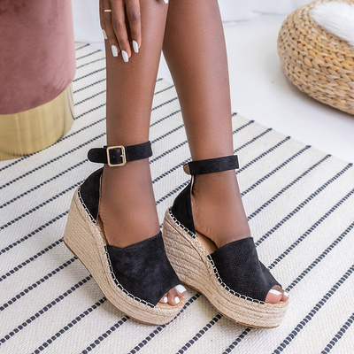 Black women's platform sandals Budwa - Footwear