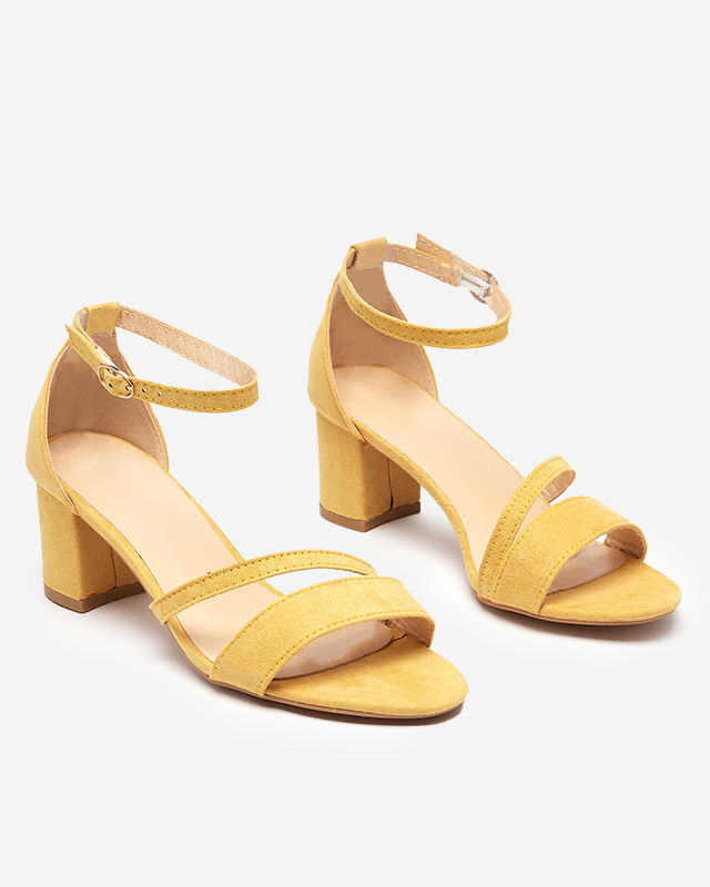 Women's yellow sandals on the post Eqro- Footwear