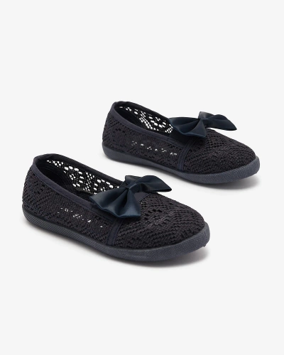 Girls' navy blue slip on sneakers with bow Sweet Time - Footwear