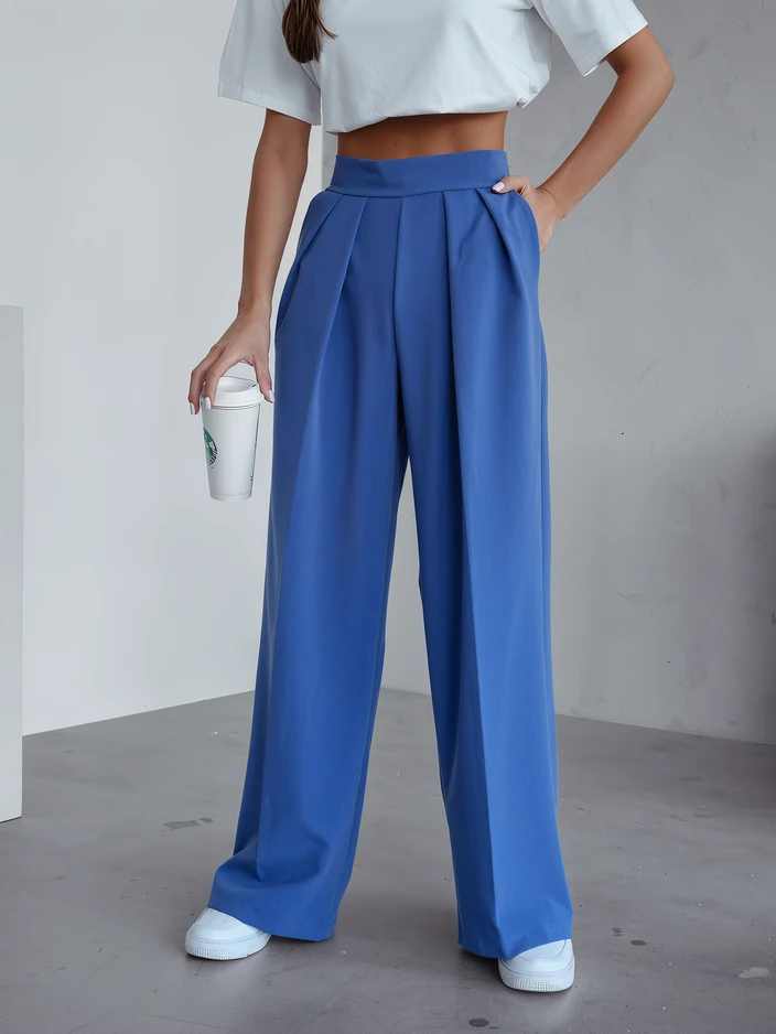 Royalfashion Wide women's trousers with pleats